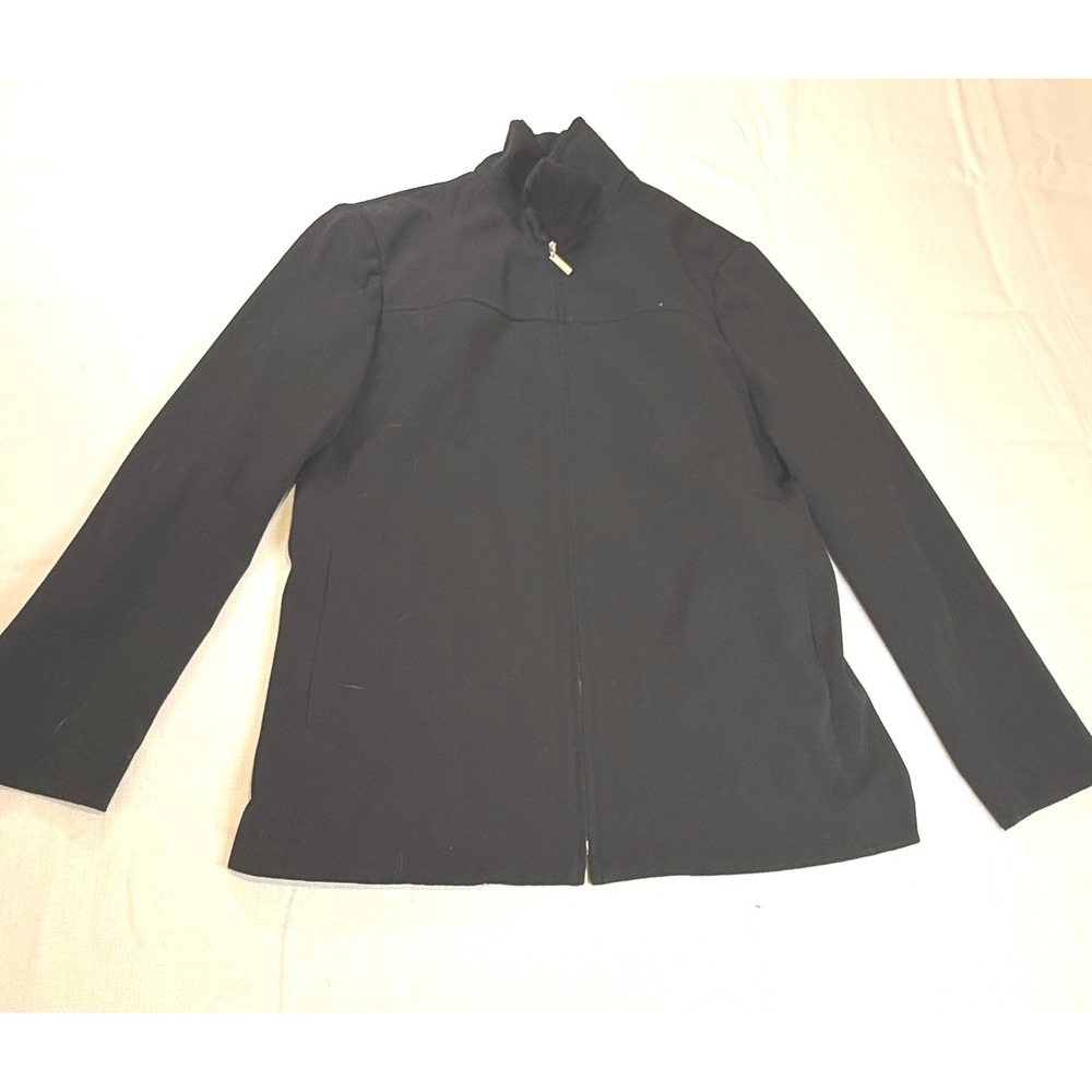 Dialogue Womens Black Zip Up Mock Neck Jacket Blazer Size 6‎